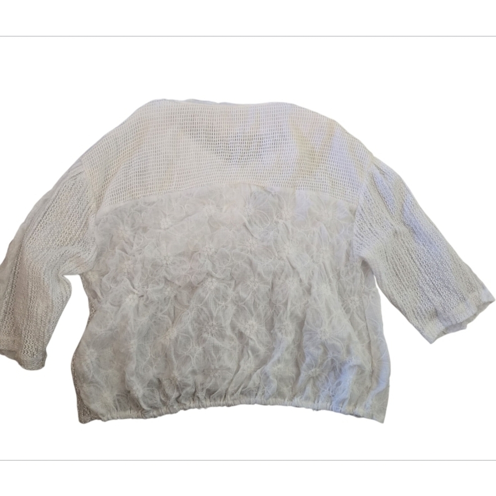 POL Lightweight White Patchwork Knit Top Womens S… - image 2